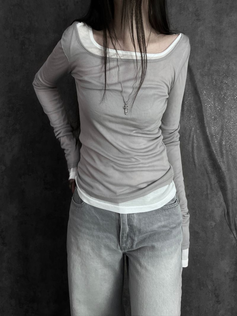 tencel square neck T (3color)