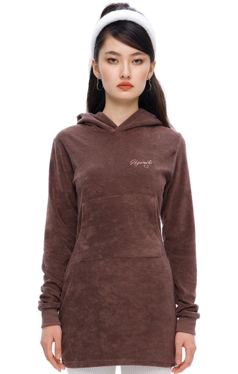 ITZAVIBE（イッザバイブ）の「[IOP001-6] TERRY HOOD ONE-PIECE BROWN（Dresses）」