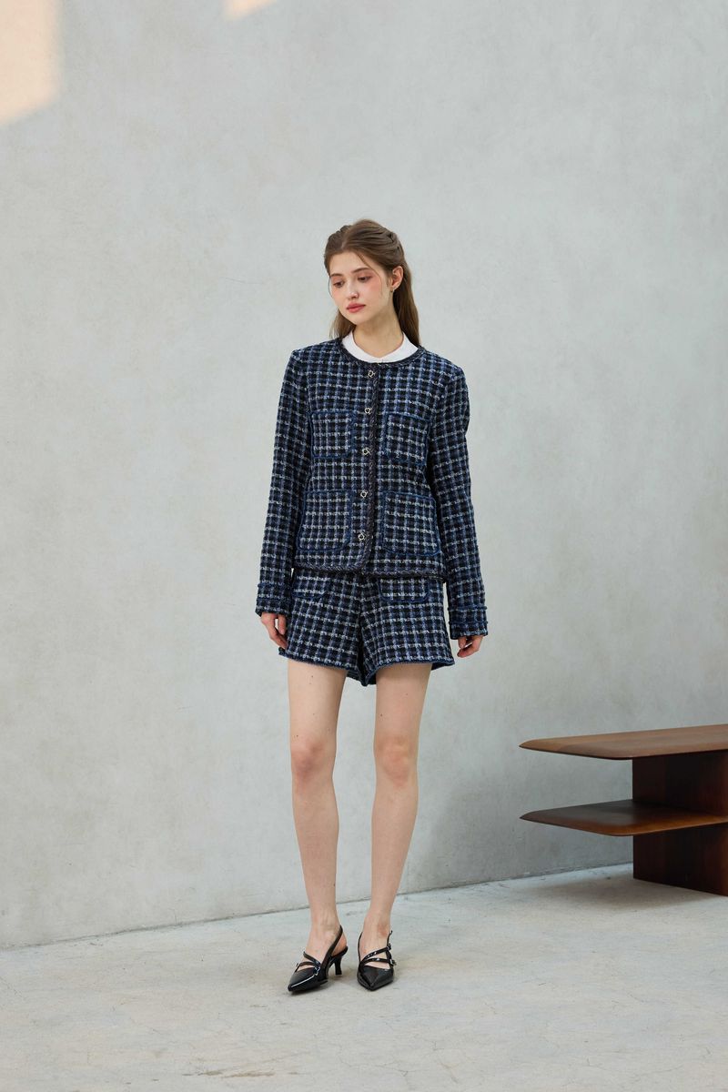 COMELY TWEED SHORTS PANTS / BLACK