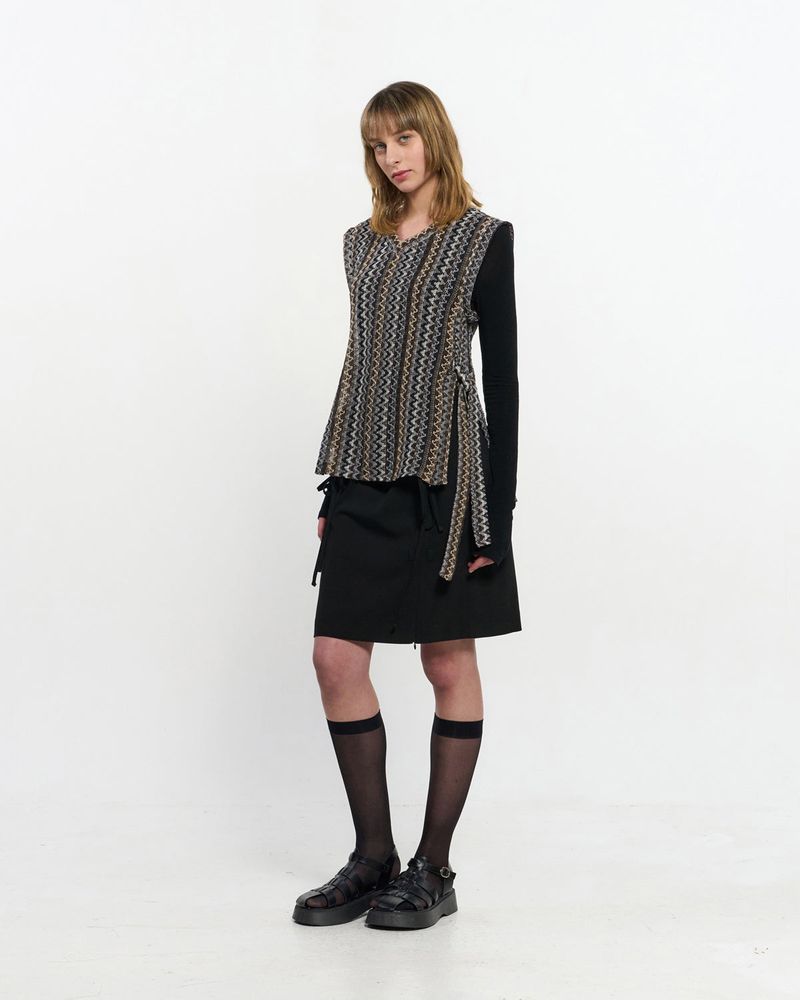  V neck knit Vest _ BROWN