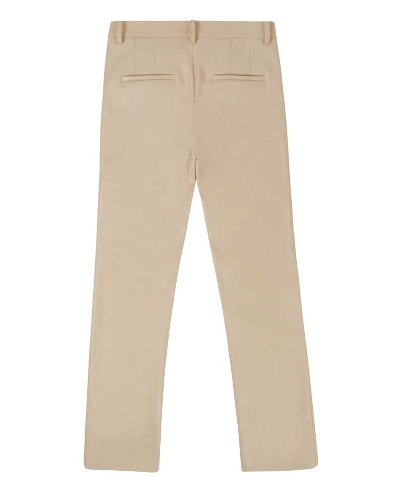 Faux-Leather Slit Trousers _ Ivory