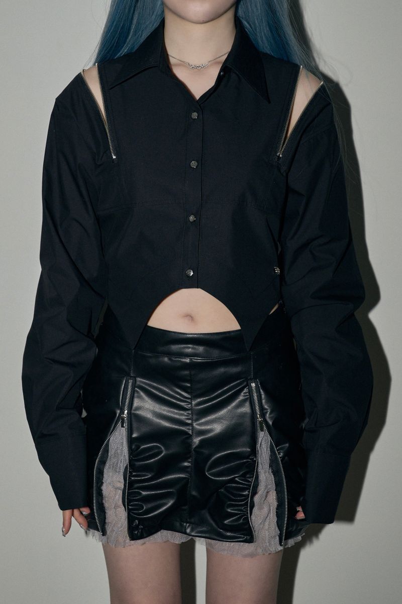 zipper crop sh - black