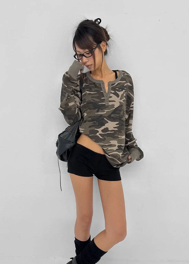 BLACKUP（ブラックアップ）の「[MADE] Paette Camo Waffle Henley Neck Long Sleeve Tee（Tops）」