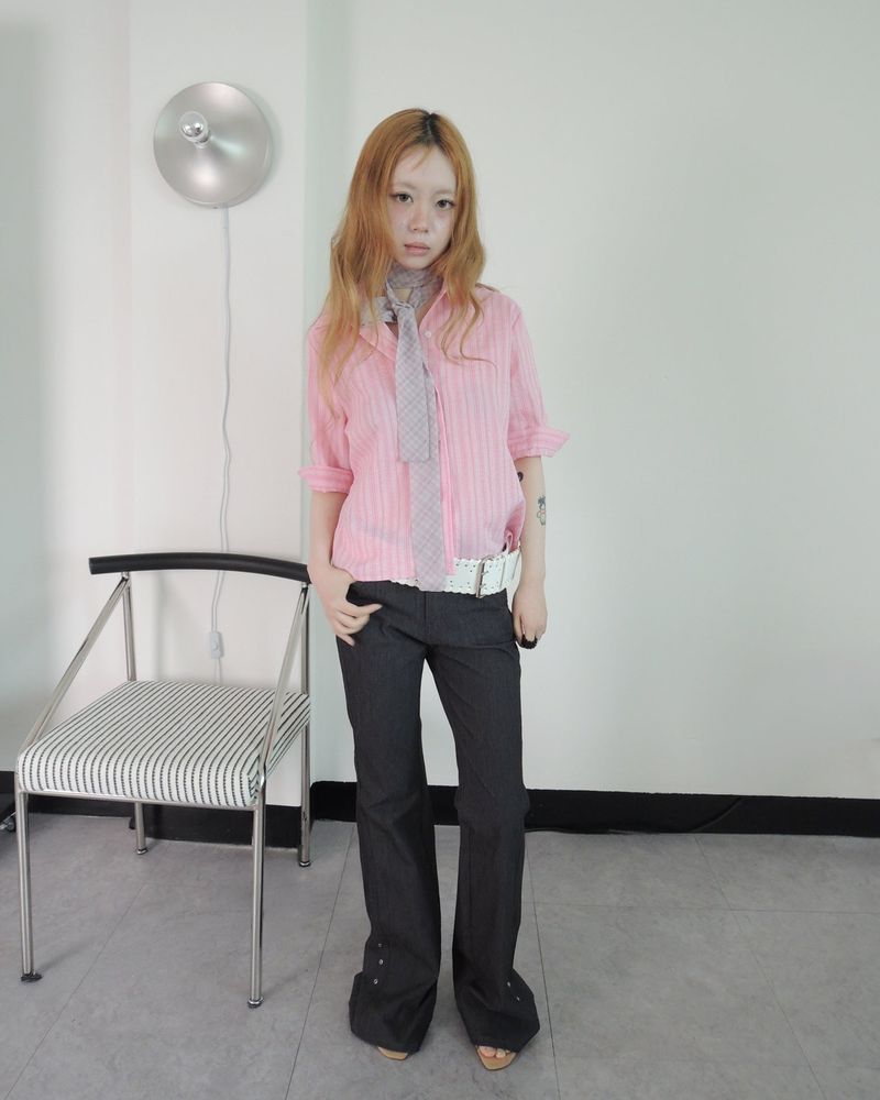 DEEP LOW EYELET BOOTCUT PANTS
