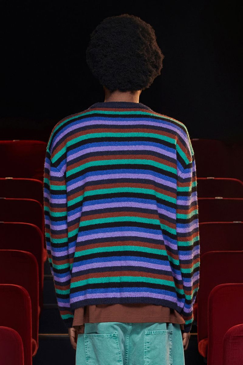 STRIPE MOHAIR KNIT / NAVY