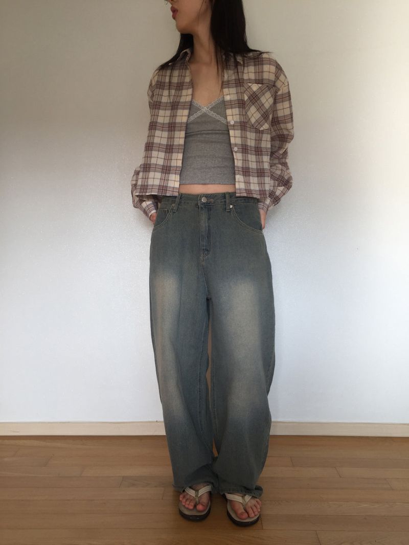 Touch denim wide long pants (2 colors)
