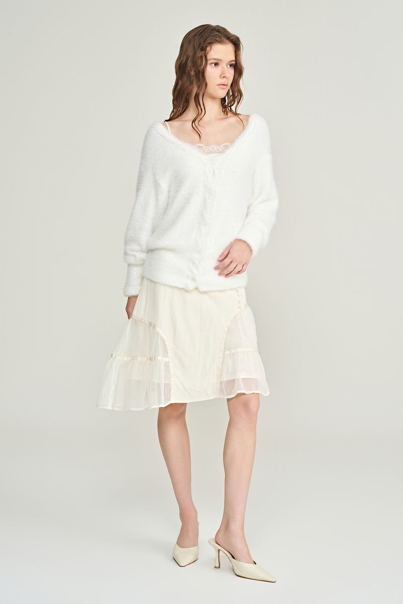 Souffle deep v-neck cardigan, Ivory
