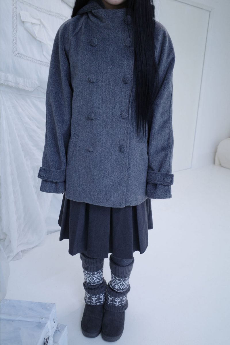 Bonju double half hood coat (2color)