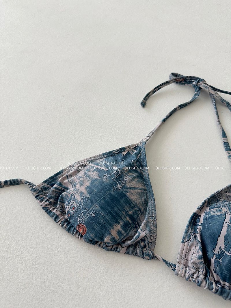 Denim 4PS Cover-Up Bikini Set