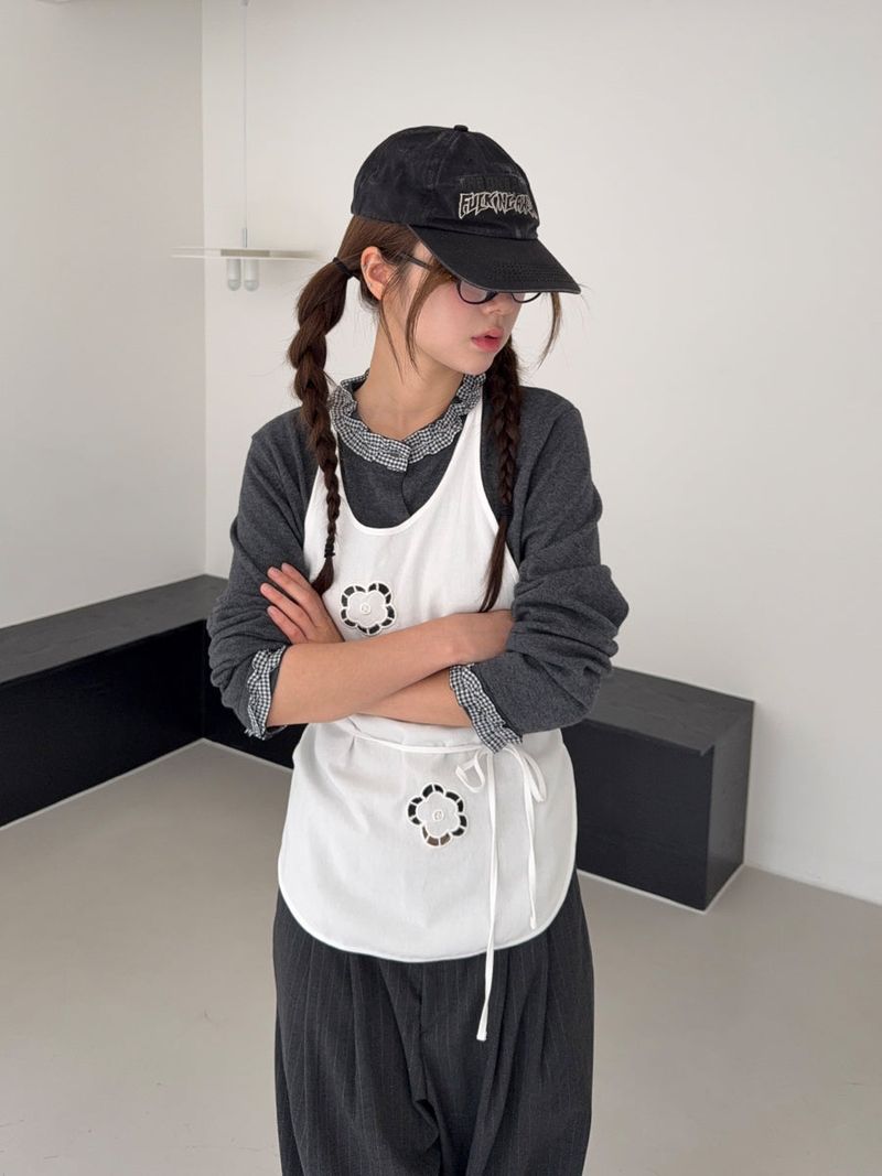 check frill cardigan 
