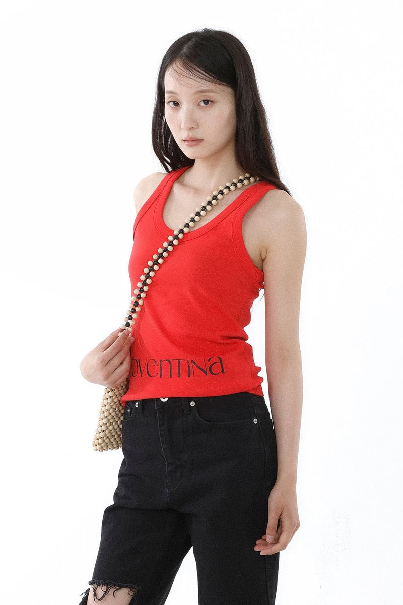 DEEP NECK SLEEVELESS TOP_ALL RED