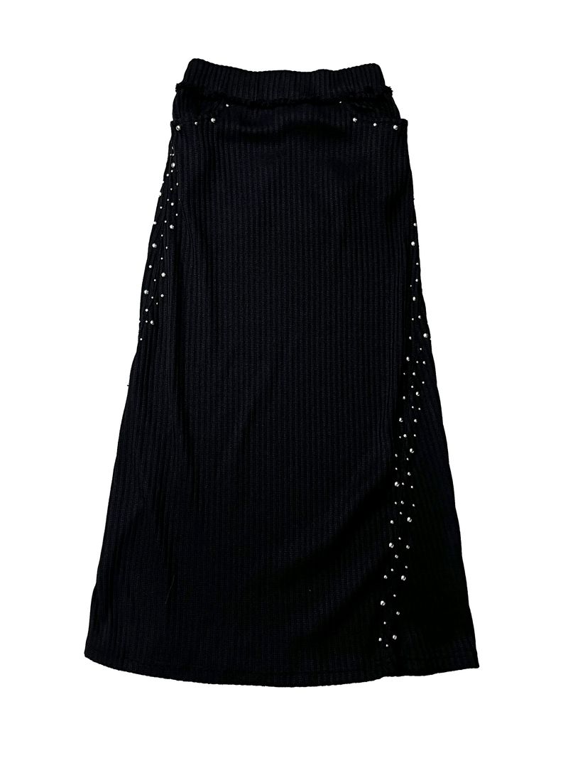 shining studded knit long skirt