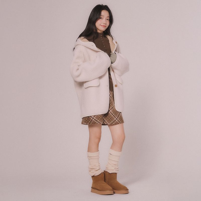 HOOD SHEARING MUSTING JUMPER (Ivory)