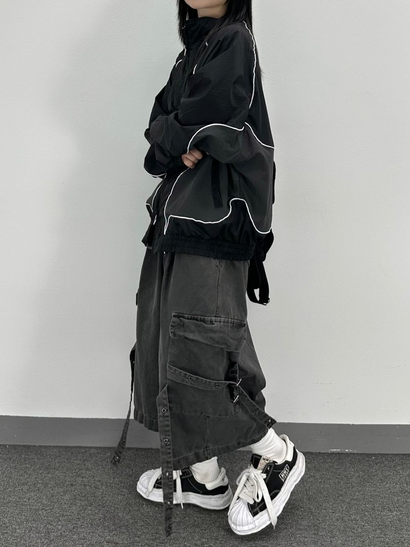パイピング メッシュ ブルゾン ジャケット