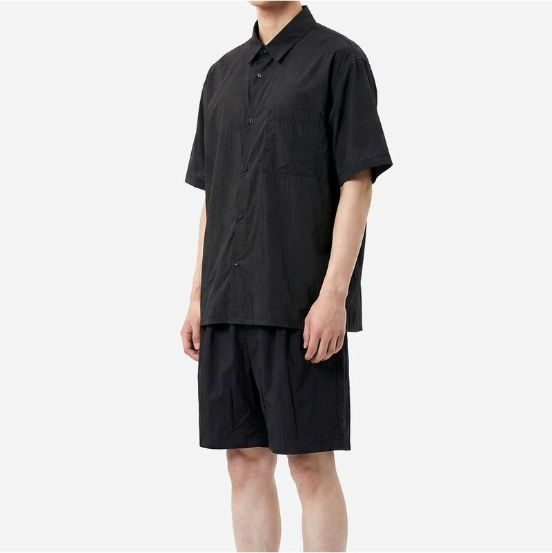 Lightweight Ripstop Nylon Short-Sleeve Shirt Black