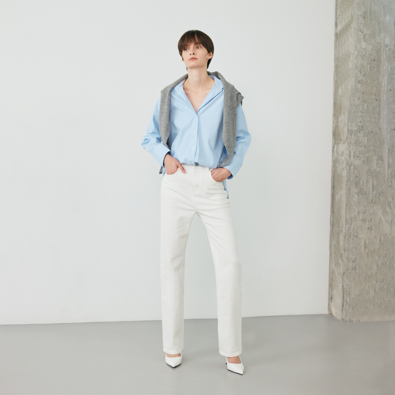 Cotton Straight Denim White - YS391