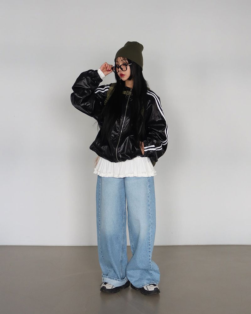 [UNISEX] Track Glossy Windbreaker Jersey Jacket