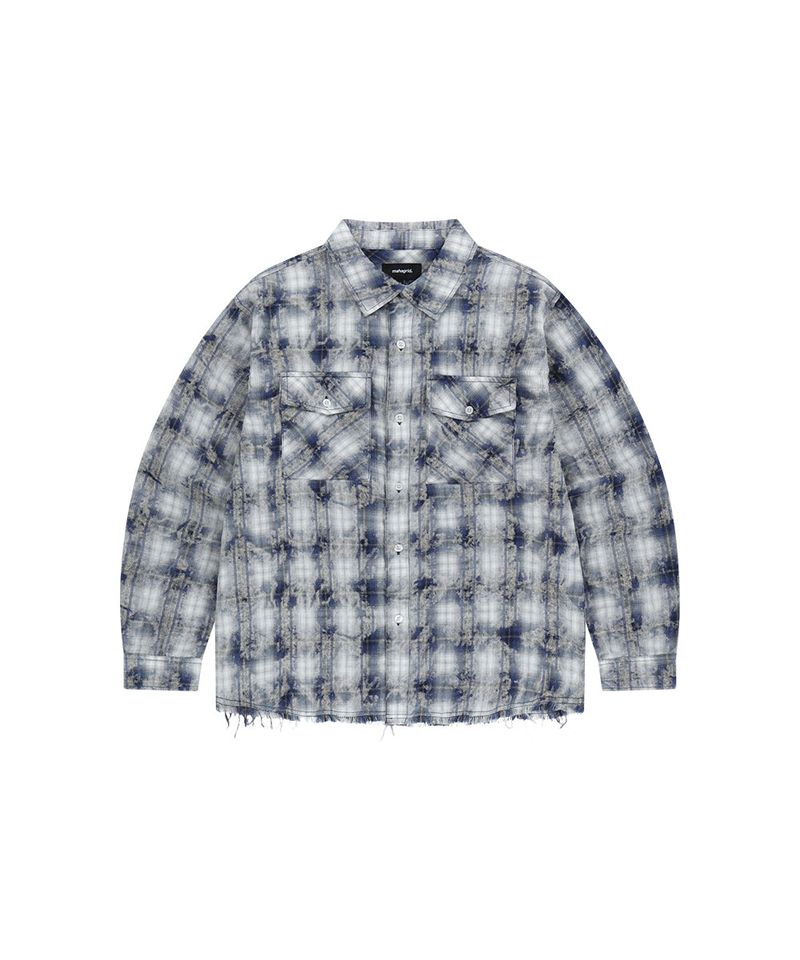 BLEACHED RAW-CUT CHECK SHIRT