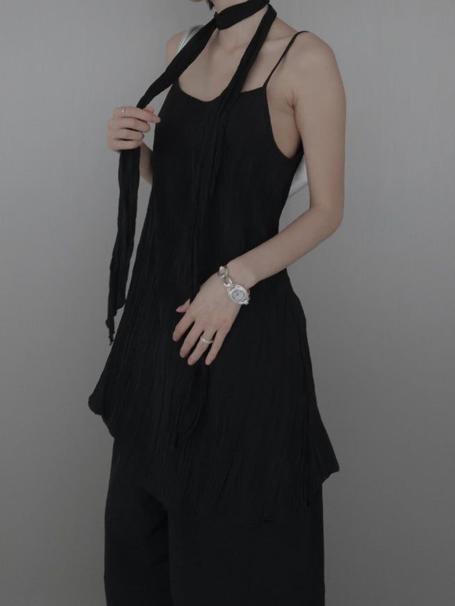 Riru Wrinkle Scarf Sleeveless One Piece