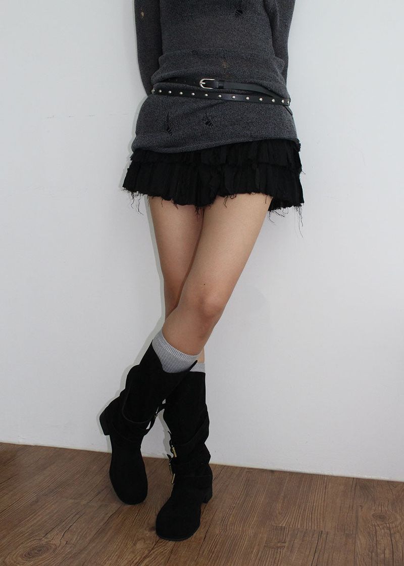SUEDE BELT MIDDLE BOOTS