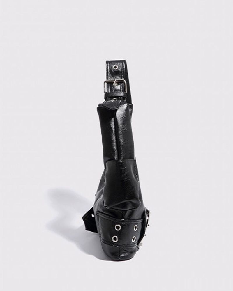 Big Buckle Pocket Punching Shoulder Bag