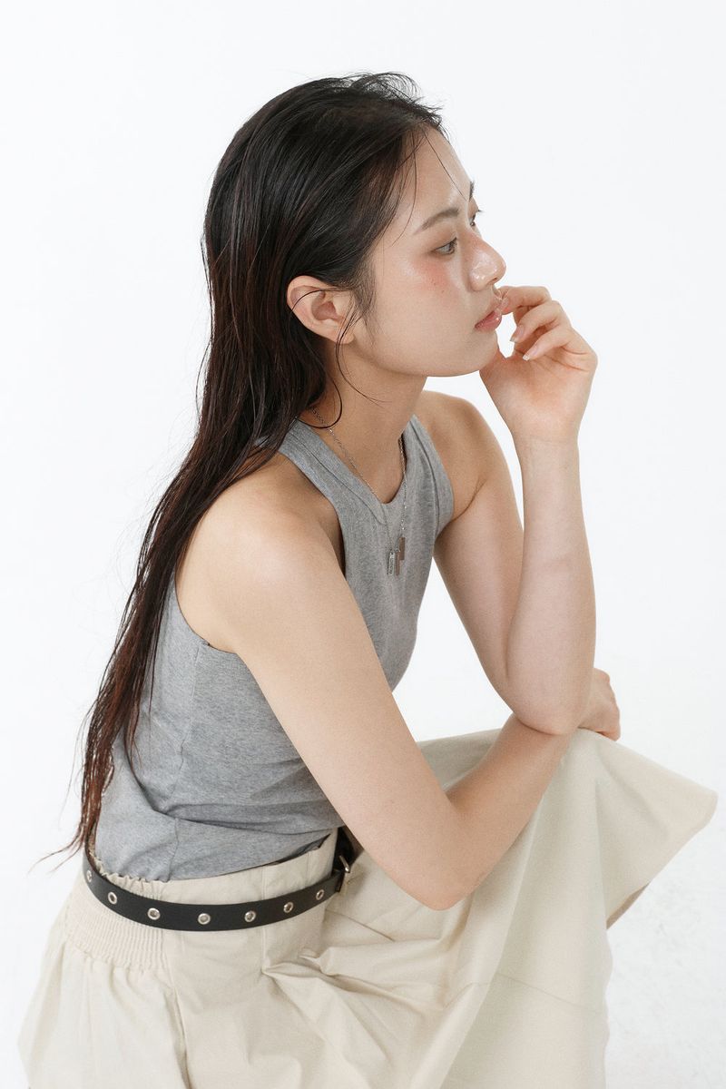 ALL-DAY SLEEVELESS TOP_MELANGE GRAY