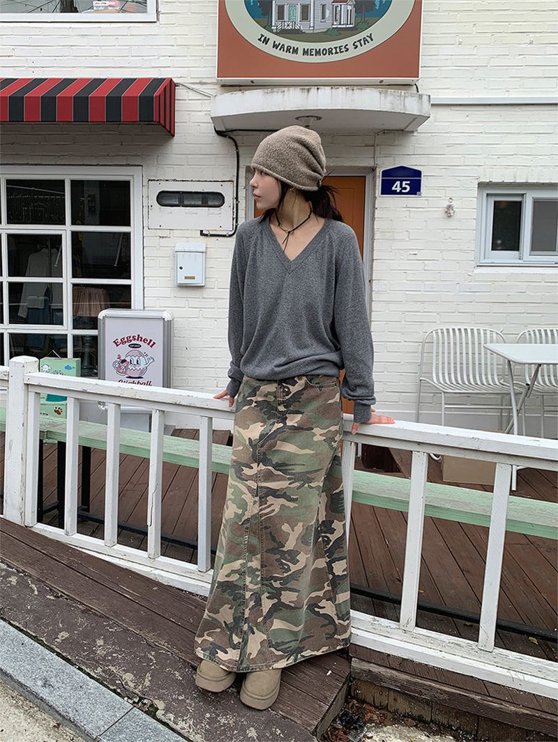 CAMOUFLAGE MAXI SKIRT