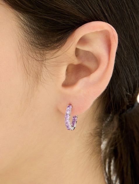 hyeres lor（イエール・ロール）の「26SS★ Essence Silver (W) Tennis One-Touch Earrings M Purple（Accessories）」