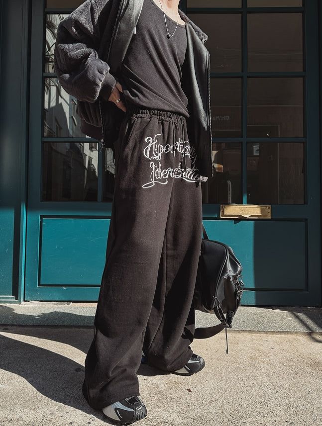 Zenith embroidered brushed wide pants