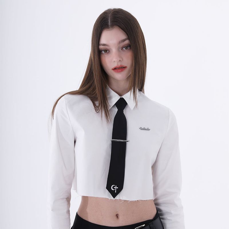CLUT STUDIO（クラットスタジオ）の「0 1 CT necktie crop shirt - WHITE（Tops）」