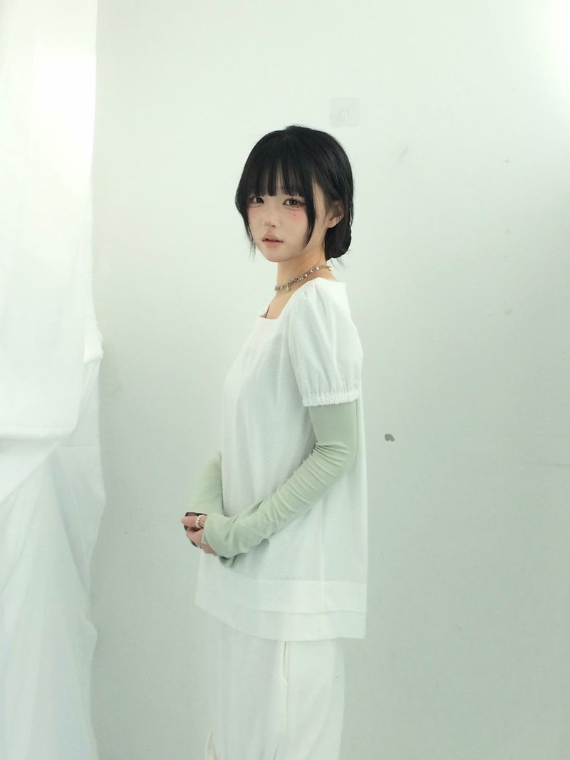 DotTexture Lace Line Mini Dress