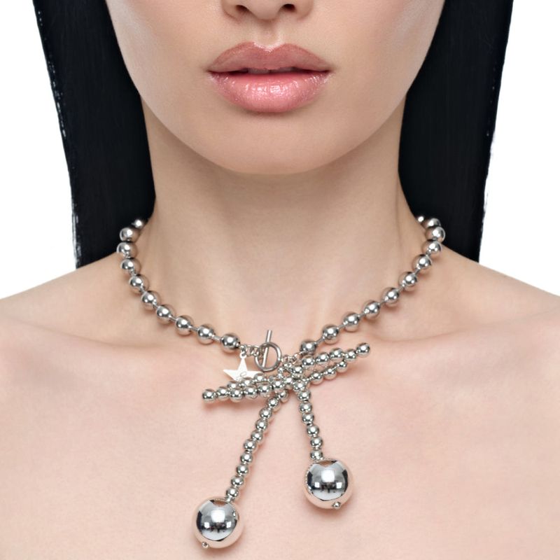 BOLD CHERRY BALL CHAIN CHOKER NECKLACE