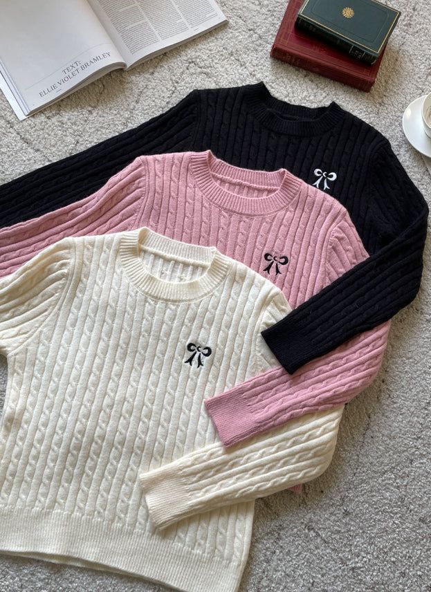 Zeno Ribbon Embroidery Cable Knit