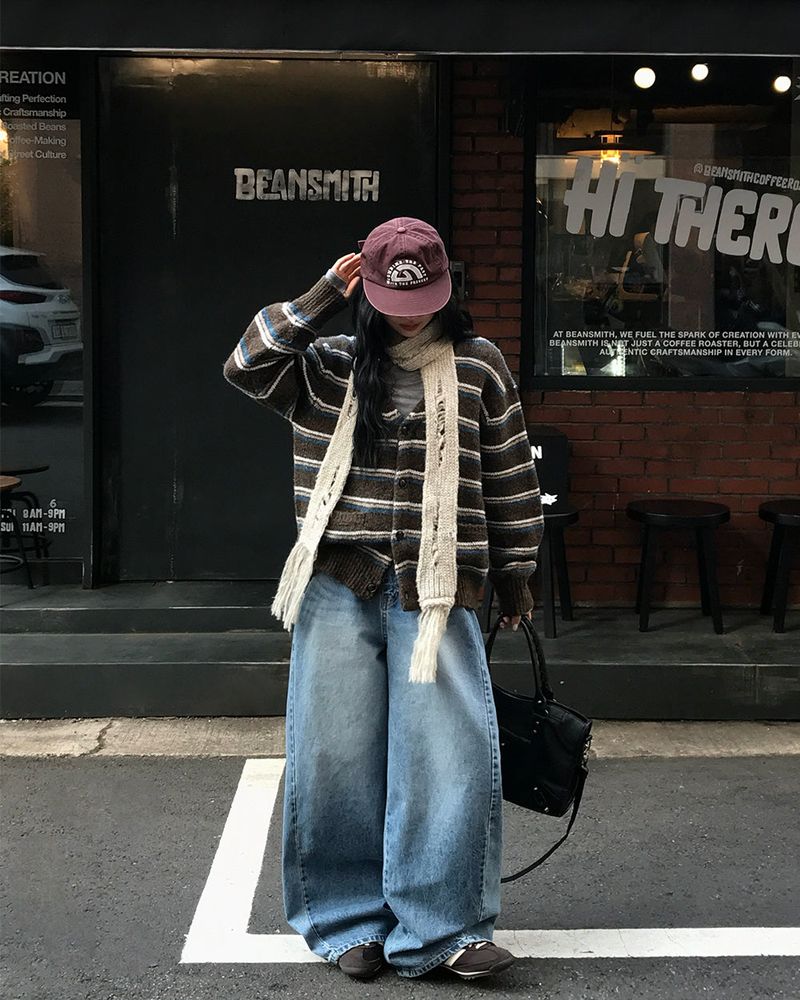 [ORIGINAL] Sand Stripe Oversized Wool Cardigan
