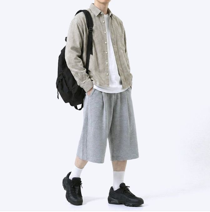 Balloon Curved Sweat Bermuda Pants Gray