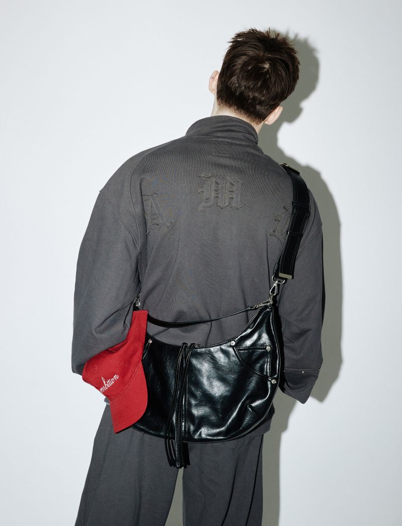 Rivet Wide Sweat Zip-up (Cement-charcoal)