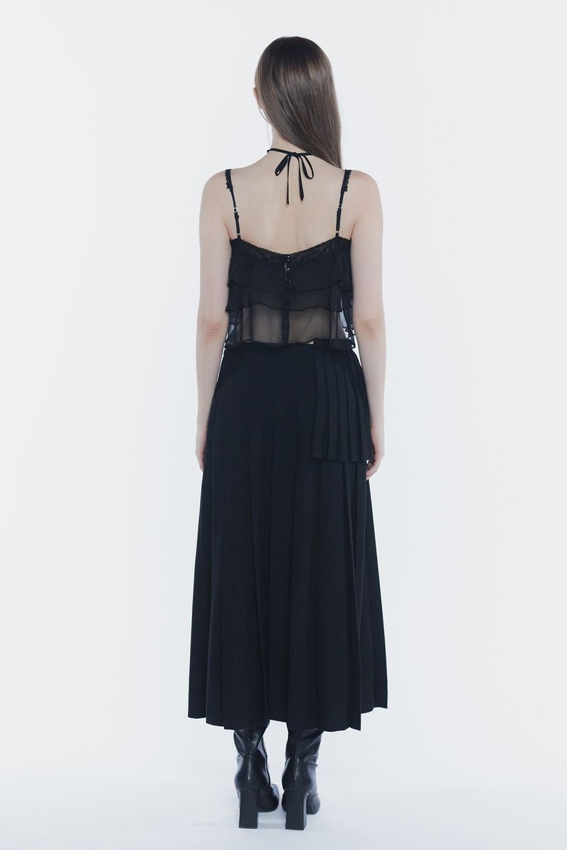 LAYERED PLEATS SKIRT black