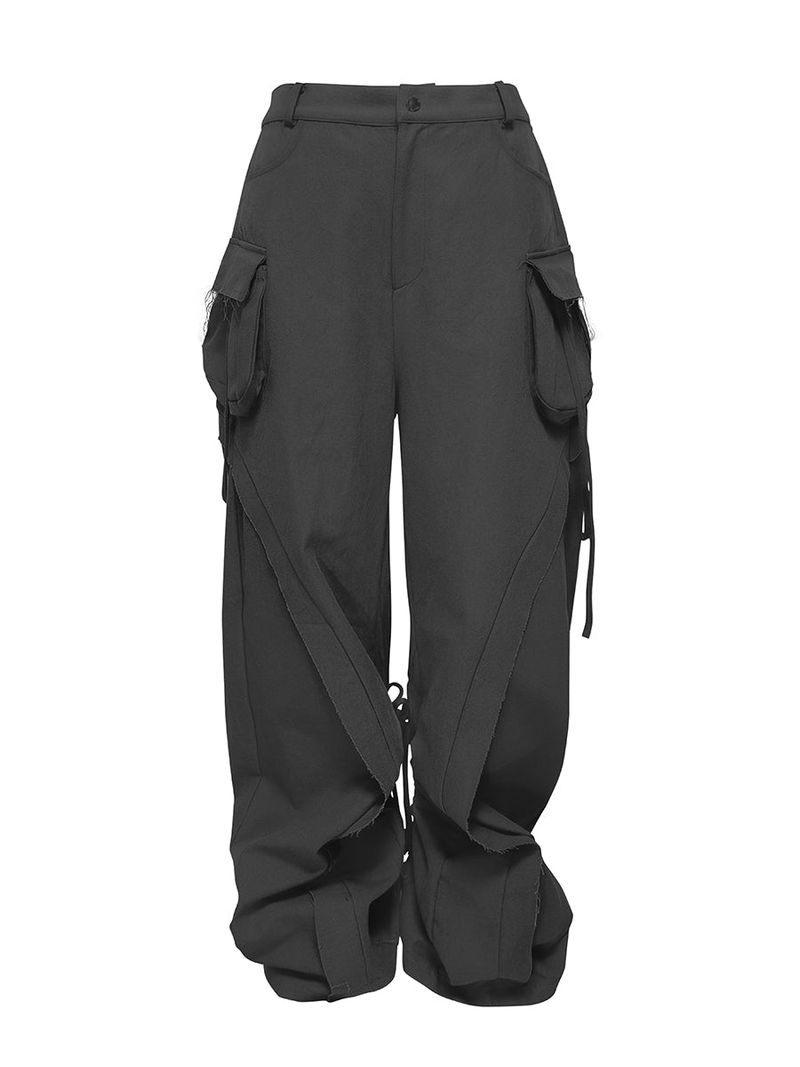 JUNGDO（ジョンド）の「 CUT OUT STRING CAGO PANTS . BLACK（Pants）」