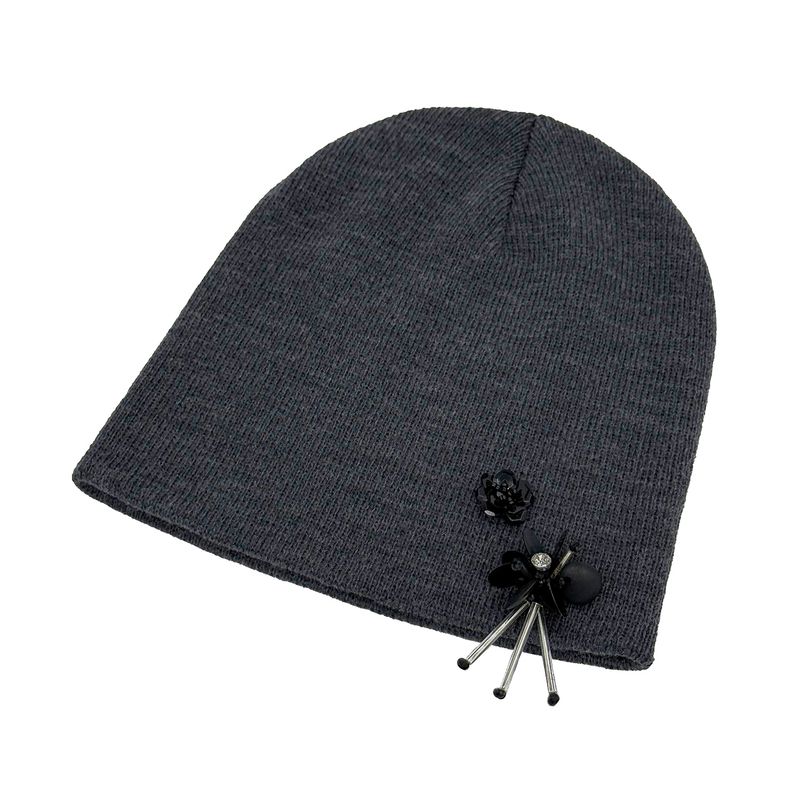 Drop Spangles Knit Beanie [Grey]