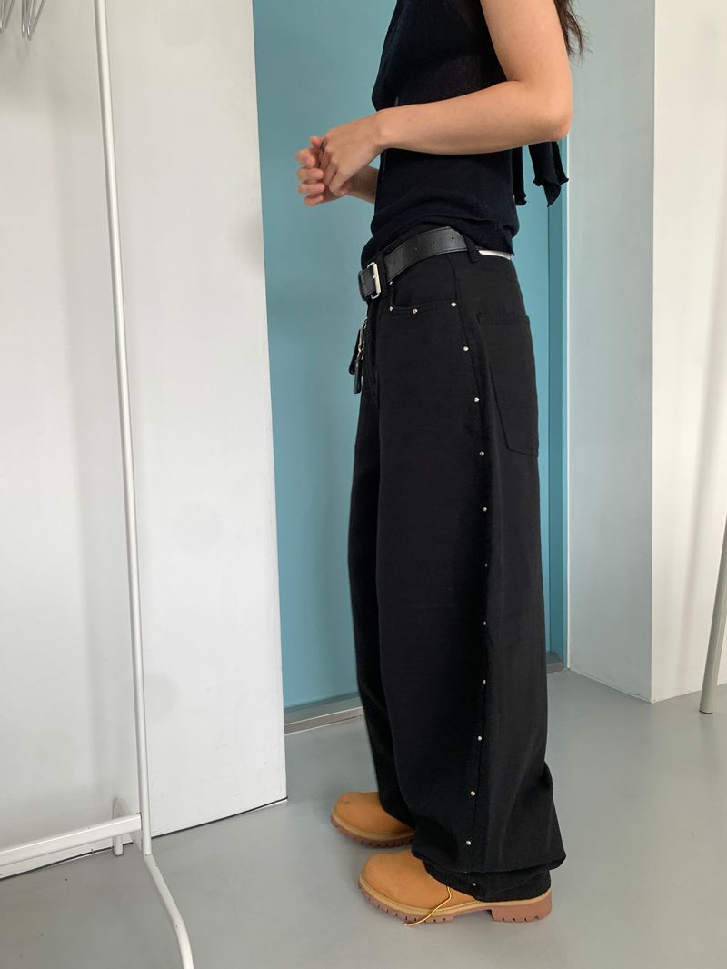 STUD BALLOON WIDE PANTS (2C)