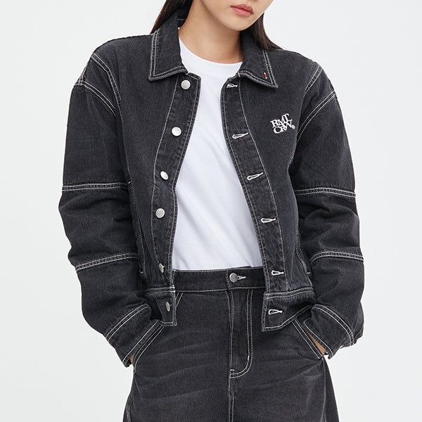 ROMANTIC CROWN（ロマンティッククラウン）の「WIDE DENIM JACKET_BLACK（Jackets/Outerwear）」