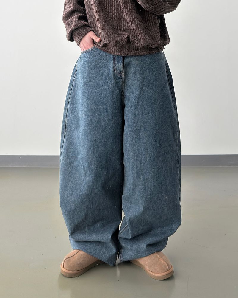 Mauve Back Pocket Wide Denim