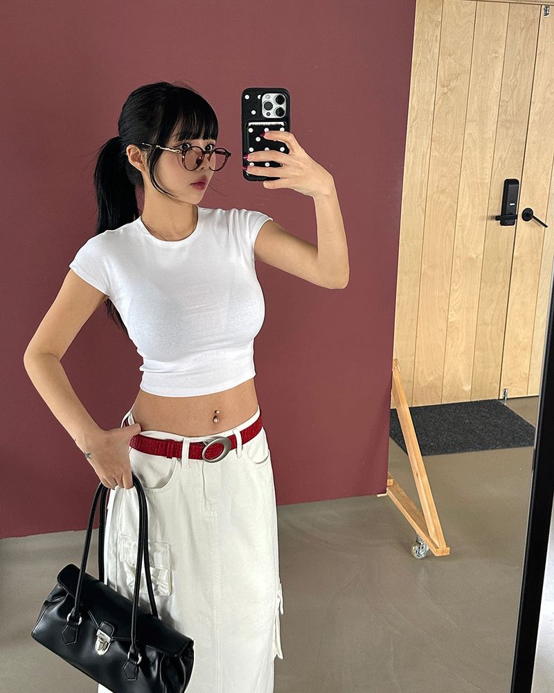 Soft cropped short-sleeved T-shirt