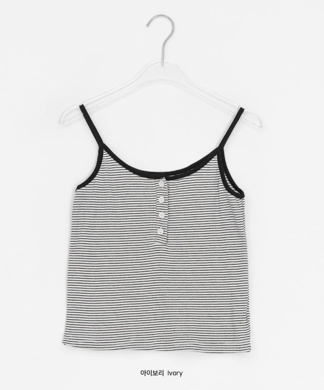 Kasumi Stripe Color Matching Button Sleeveless