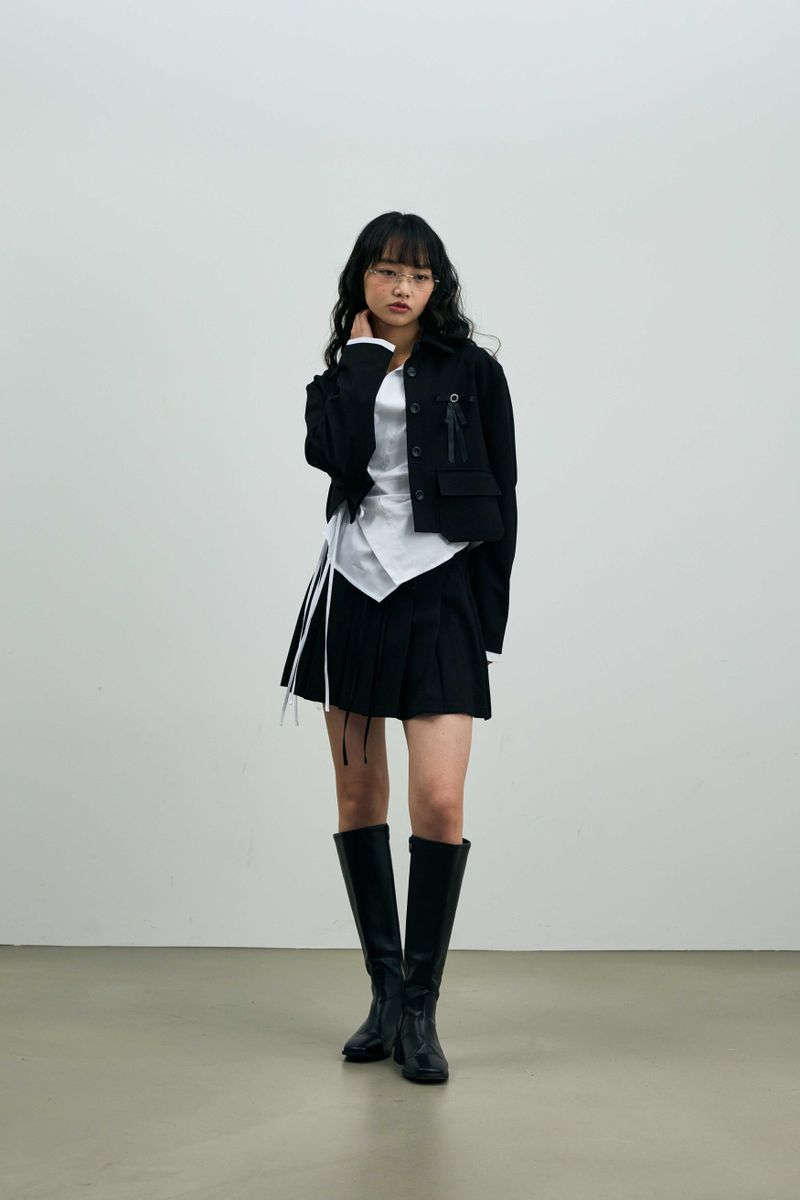MILD PLEATS SKIRT PANTS / BLACK