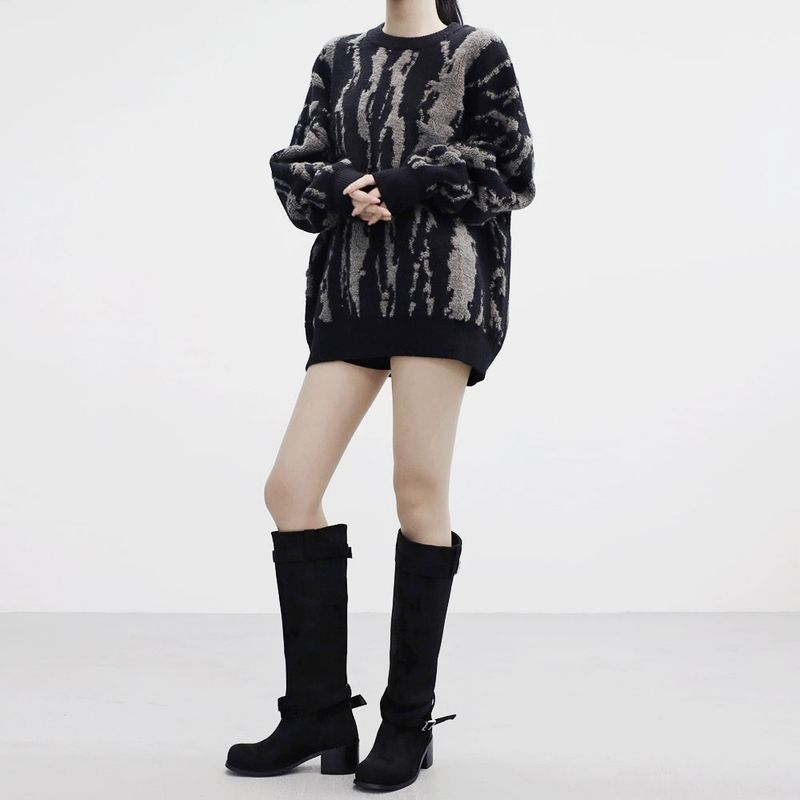 Demin Belt Suede Boots