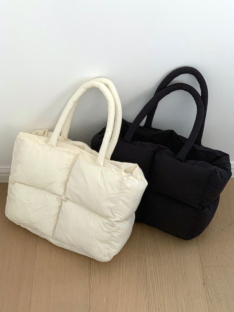 Dukan Waffle Padded Quilted Square Big Shoulder Bag