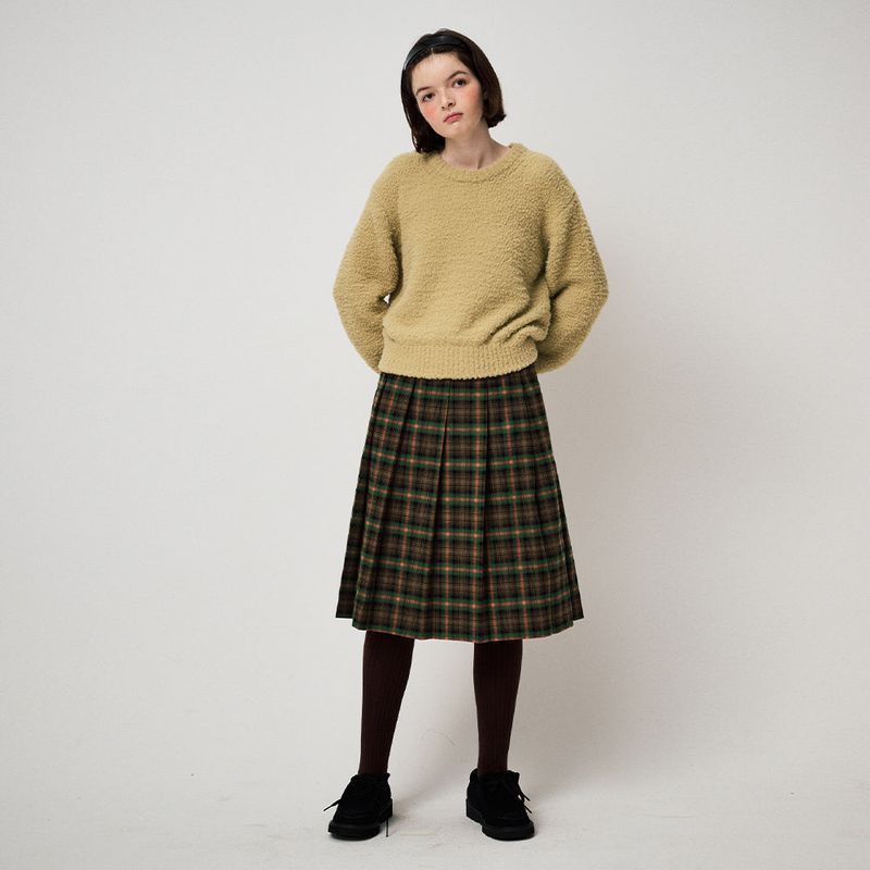 FLUFFY KNIT PULLOVER, MOS GREEN