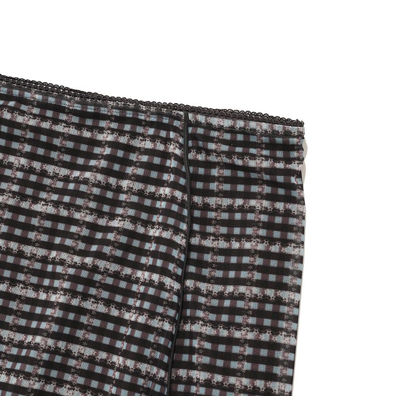 CHERRY PATTERN MESH MINI SKIRT [BROWN]