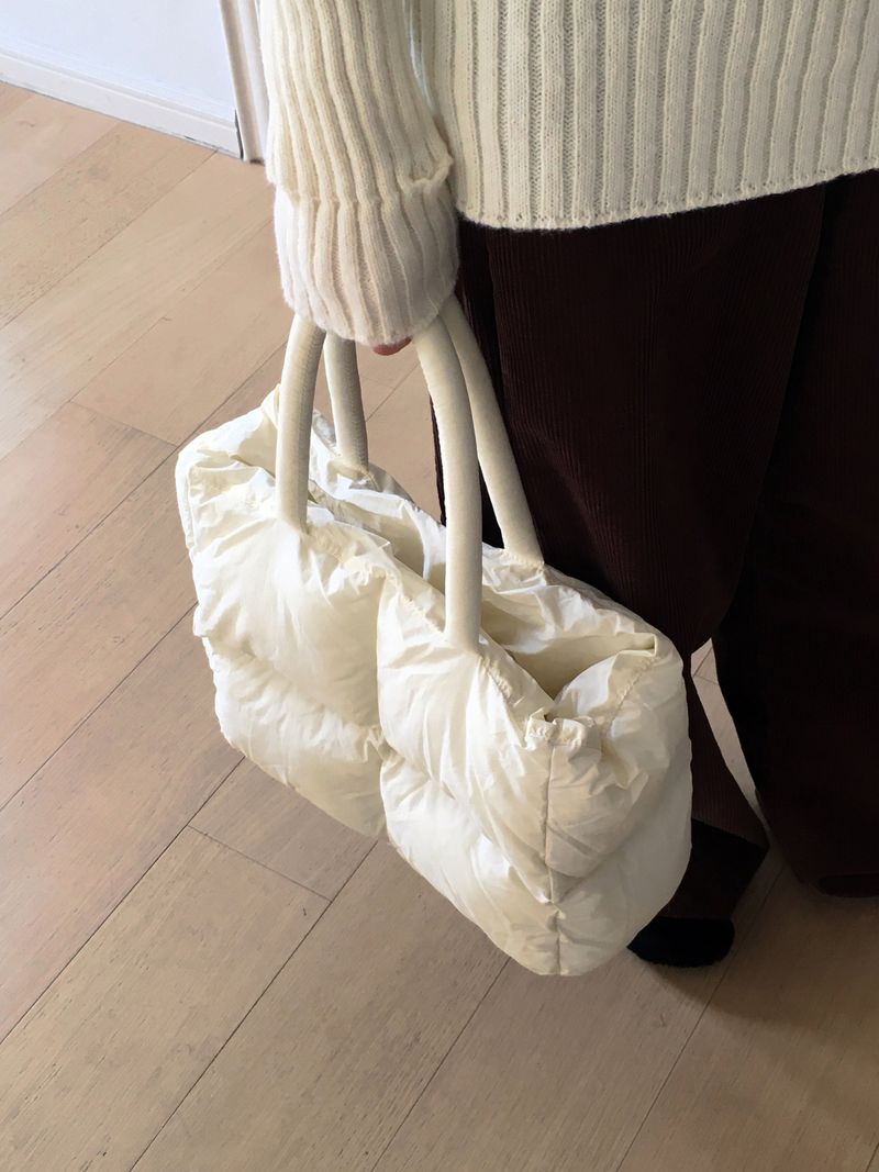 Dukan Waffle Padded Quilted Square Big Shoulder Bag